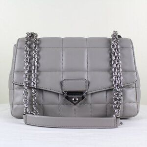 MICHAEL Michael Kors SoHo Extra-Large Quilted Leather Shoulder Bag in Pearl Grey
